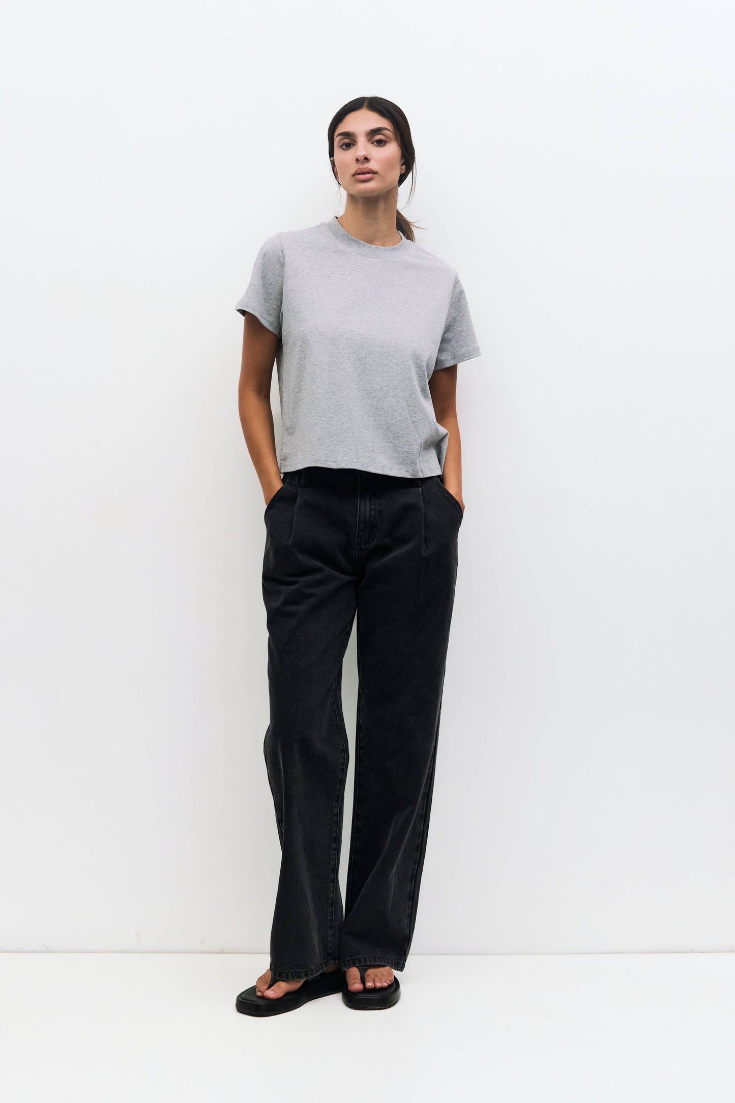 MOD REF - The Lanie Top | Women's Heavyweight Cotton T-Shirt: WHITE / LARGE