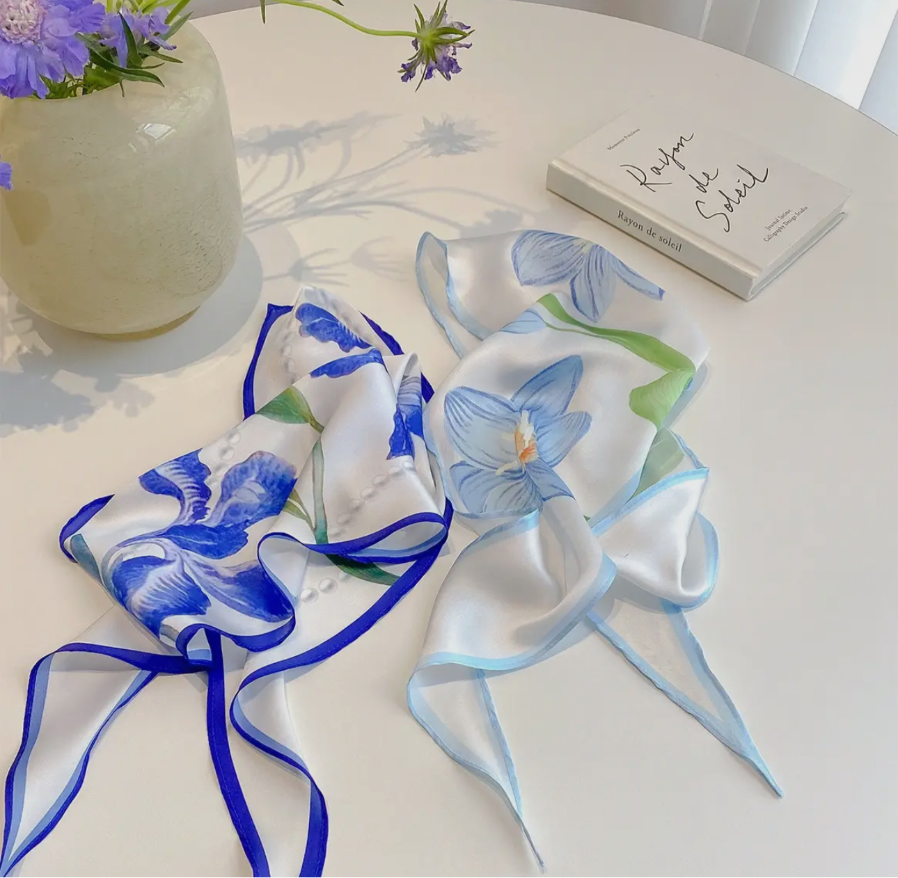 Blue floral scarf
