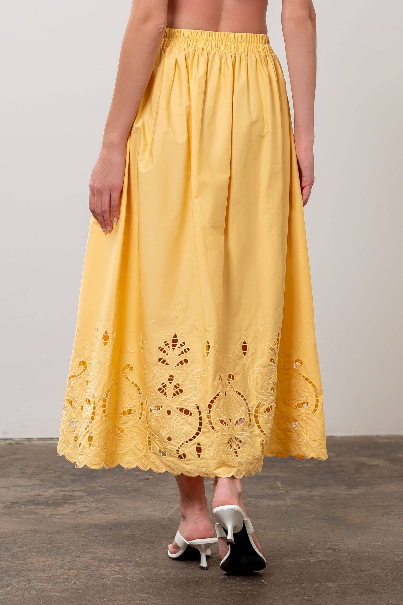 EVELINA EYELET MIDI SKIRT