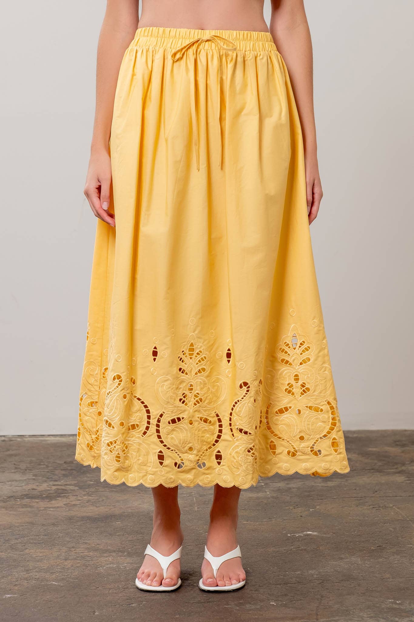 EVELINA EYELET MIDI SKIRT