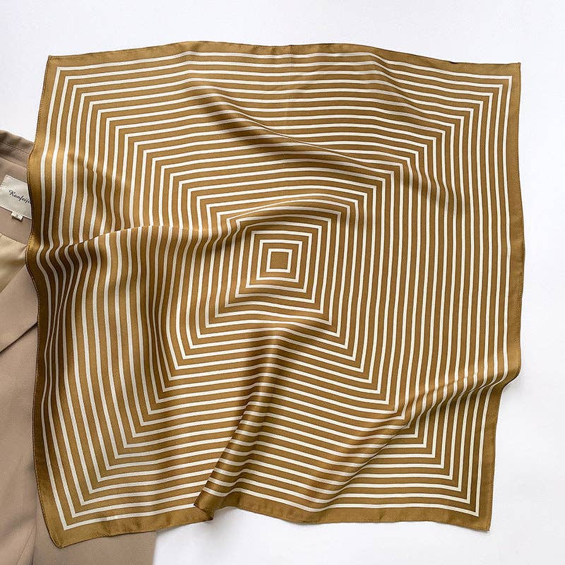 SueSilkHK - Minimalist Stripe pattern mulberry silk scarf/70CM 100% mulberry silk scarf/Silk shawl/Gift for her: Cream