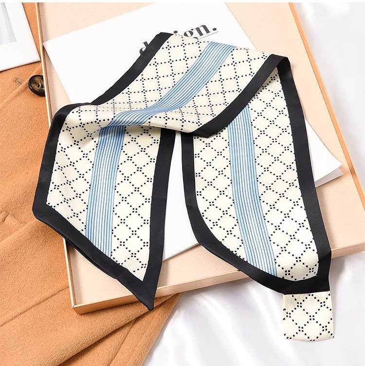 Aqua Dotted Stripes Loop Scarf