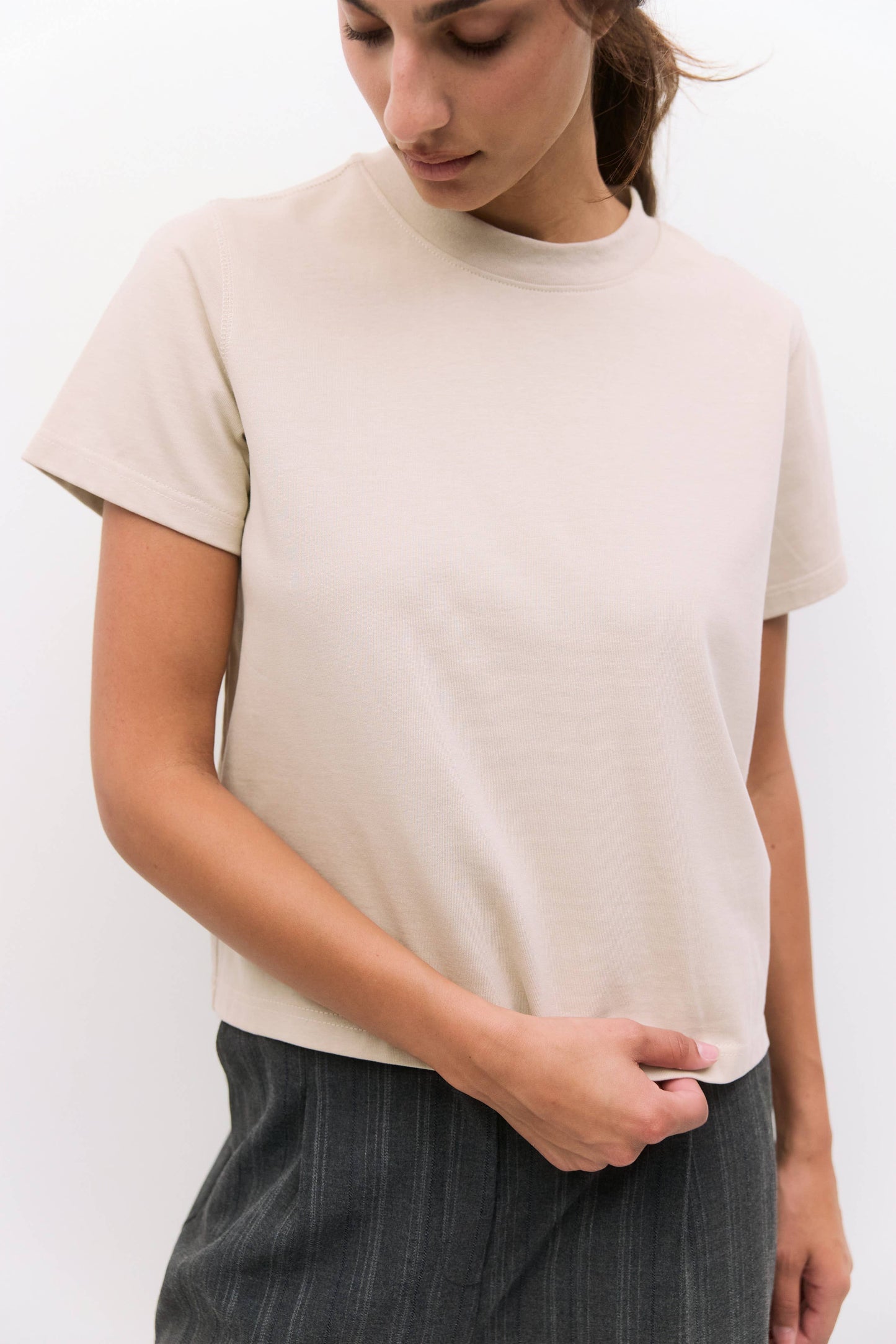 MOD REF - The Lanie Top | Women's Heavyweight Cotton T-Shirt: WHITE / LARGE