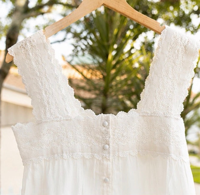 Catalina Embroidered Cotton Top – White