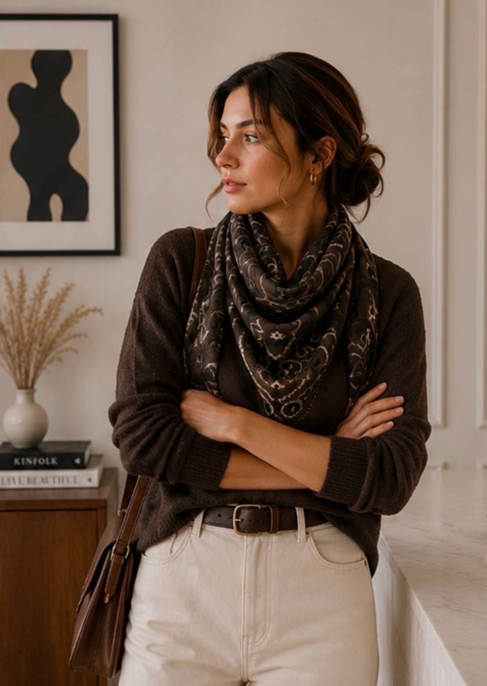 Large Cafe Woolen Square Bandana