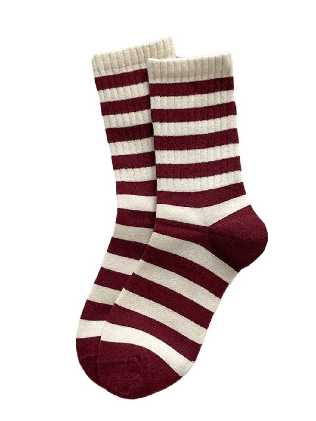 Funkyrel® Atzbranding Limited - Rufia - Mid-Calf Socks with Bow & Stripe Pattern: Red