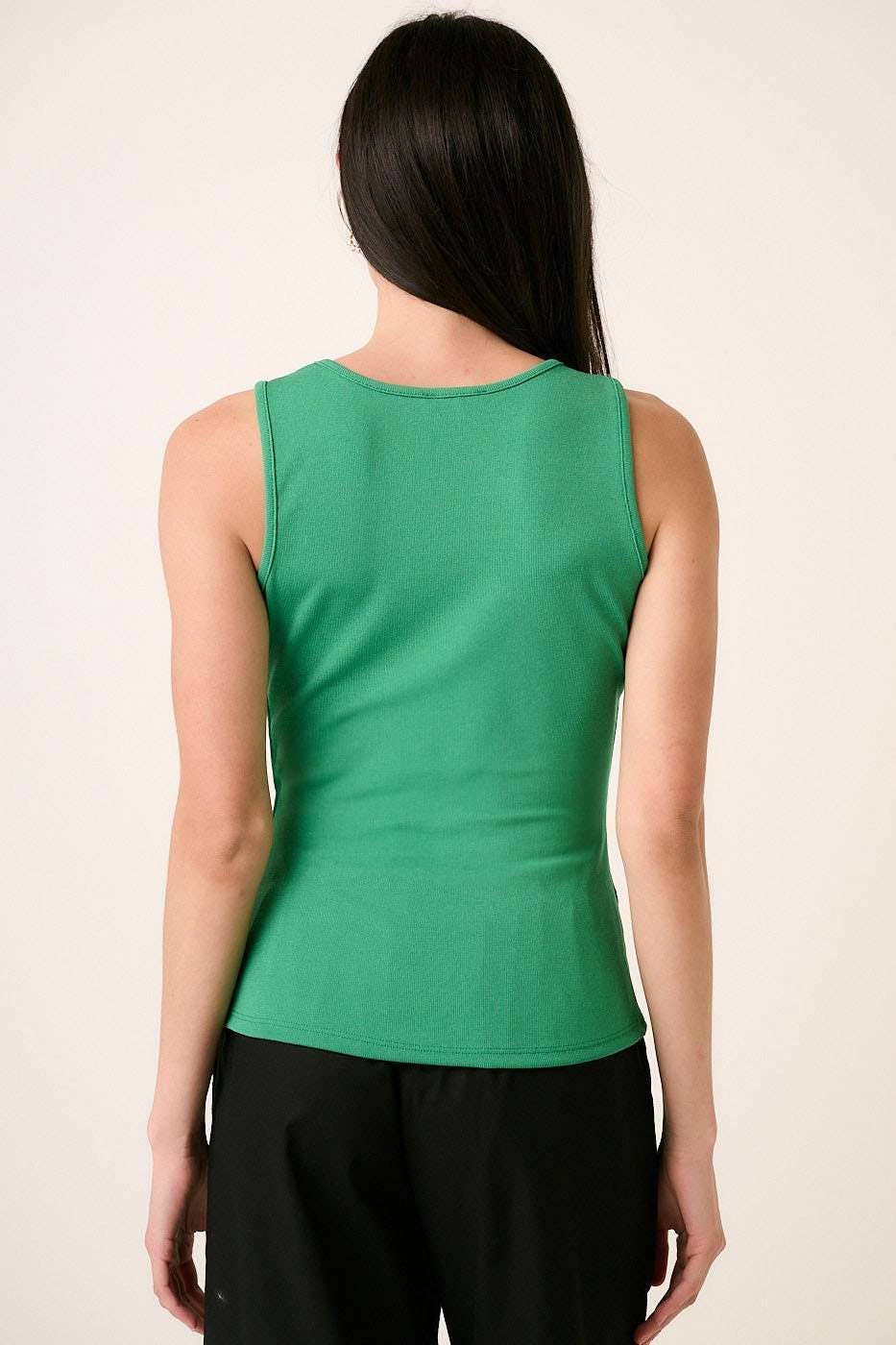SCOOP NECK TANK TOP: KELLY GREEN