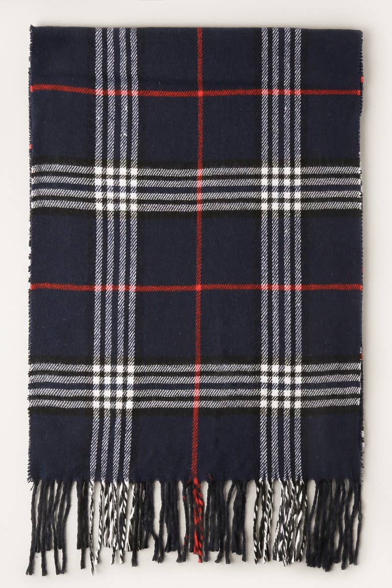 NAVY Plaid Scarf