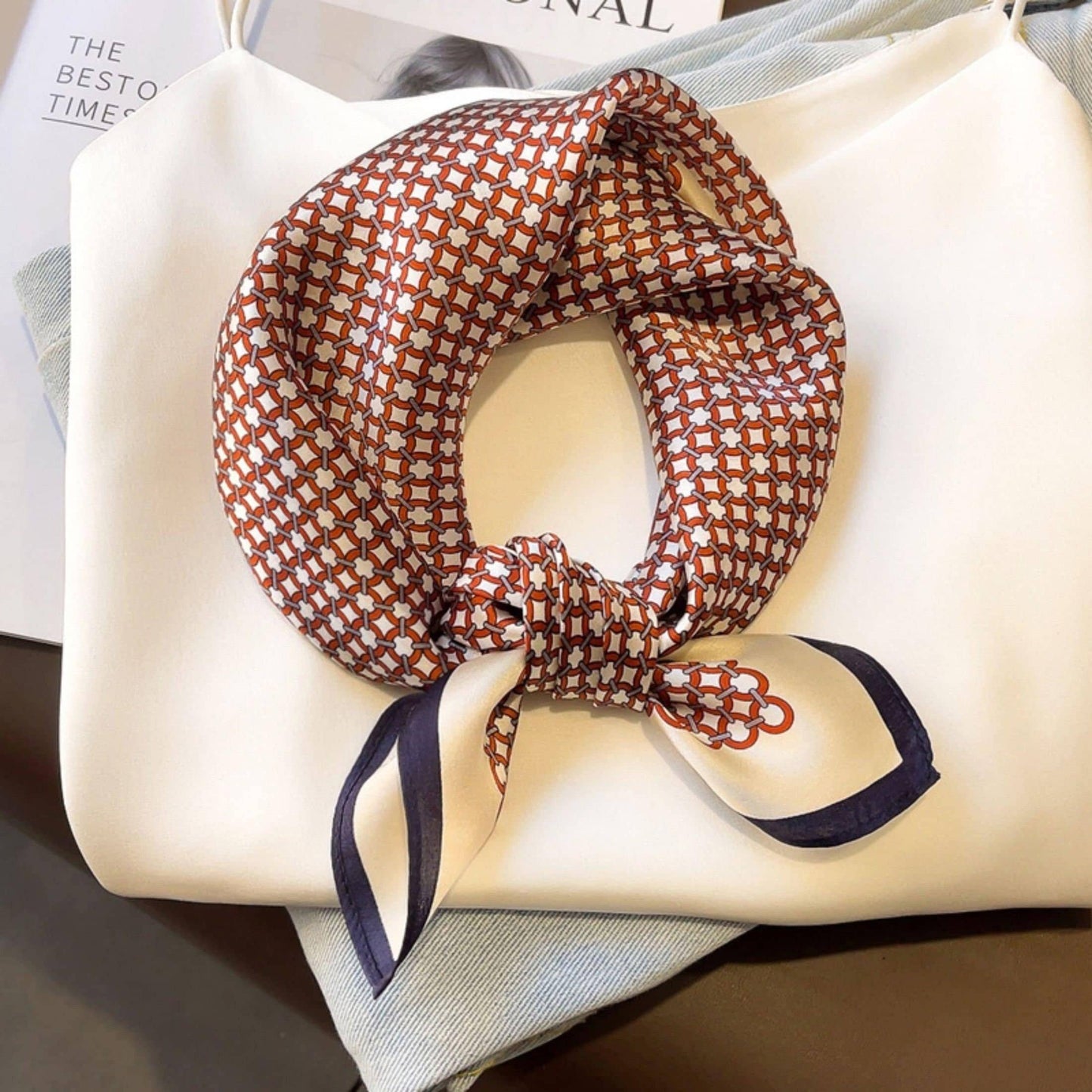 SueSilkHK - Blue Polka Dot 100% mulberry Silk Scarf/Silk head scarf/Silk hair scarf/Silk neck scarf/Mother's Day Gifts/Bag Accessory/Gift for her: Red