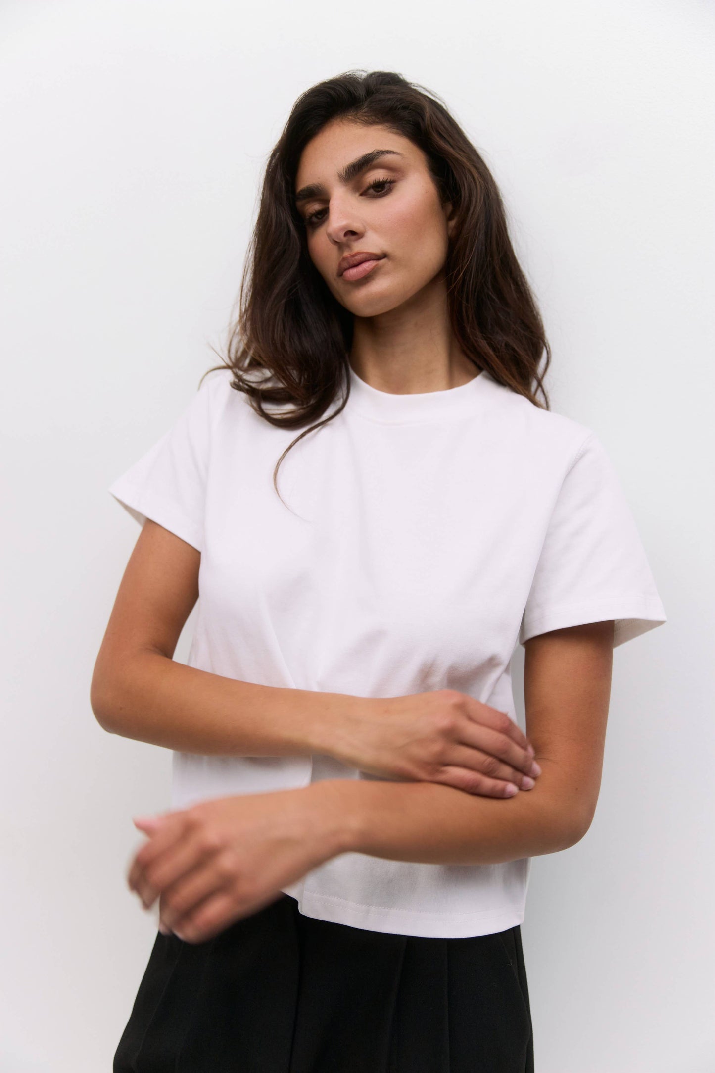 MOD REF - The Lanie Top | Women's Heavyweight Cotton T-Shirt: WHITE / LARGE