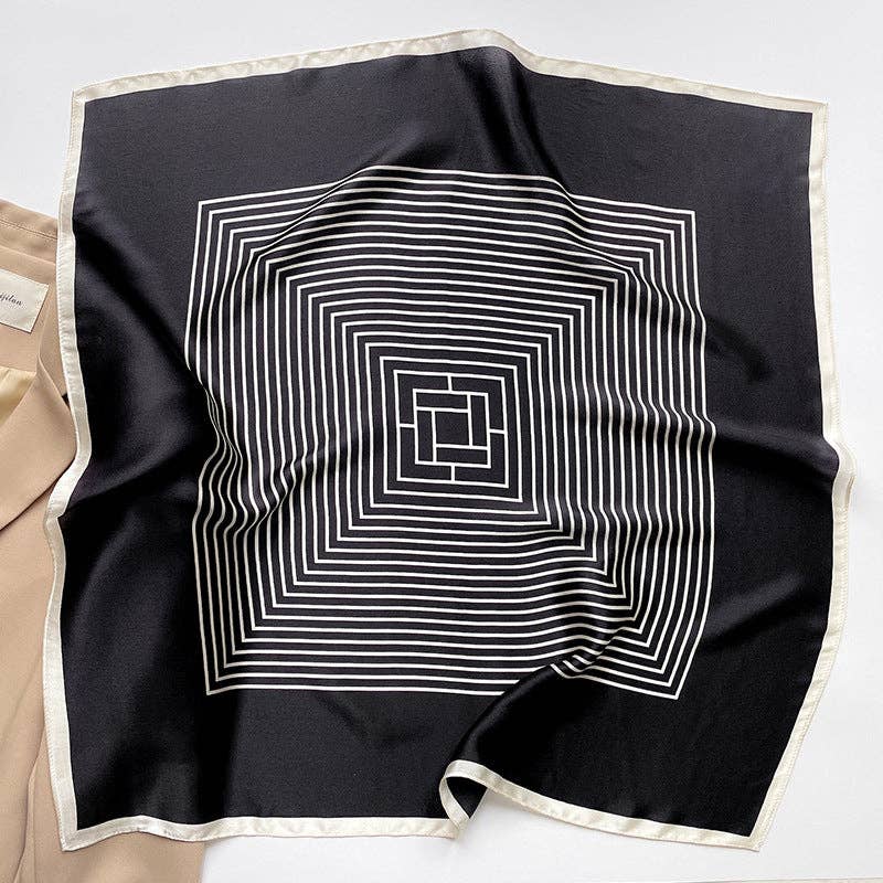 SueSilkHK - Minimalist Stripe pattern mulberry silk scarf/70CM 100% mulberry silk scarf/Silk shawl/Gift for her: Cream