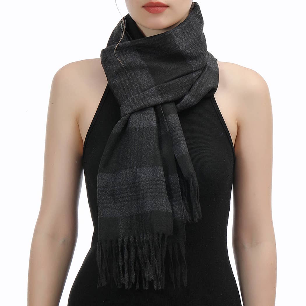 Plaid Herringbone Scarf (grey/black)