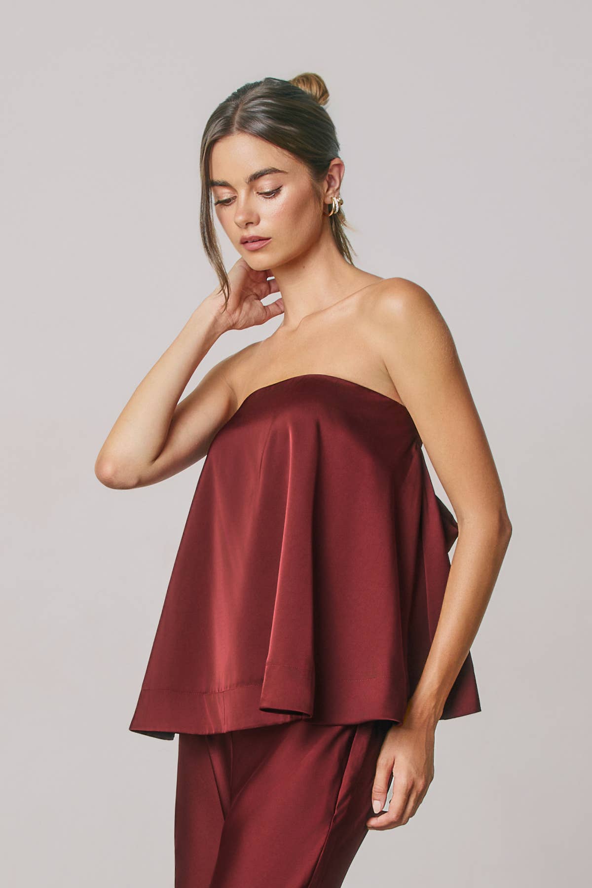 Dress Forum - Satin Strapless Bow Back Top: MIDNIGHT NAVY / S-M-L(2-2-2)