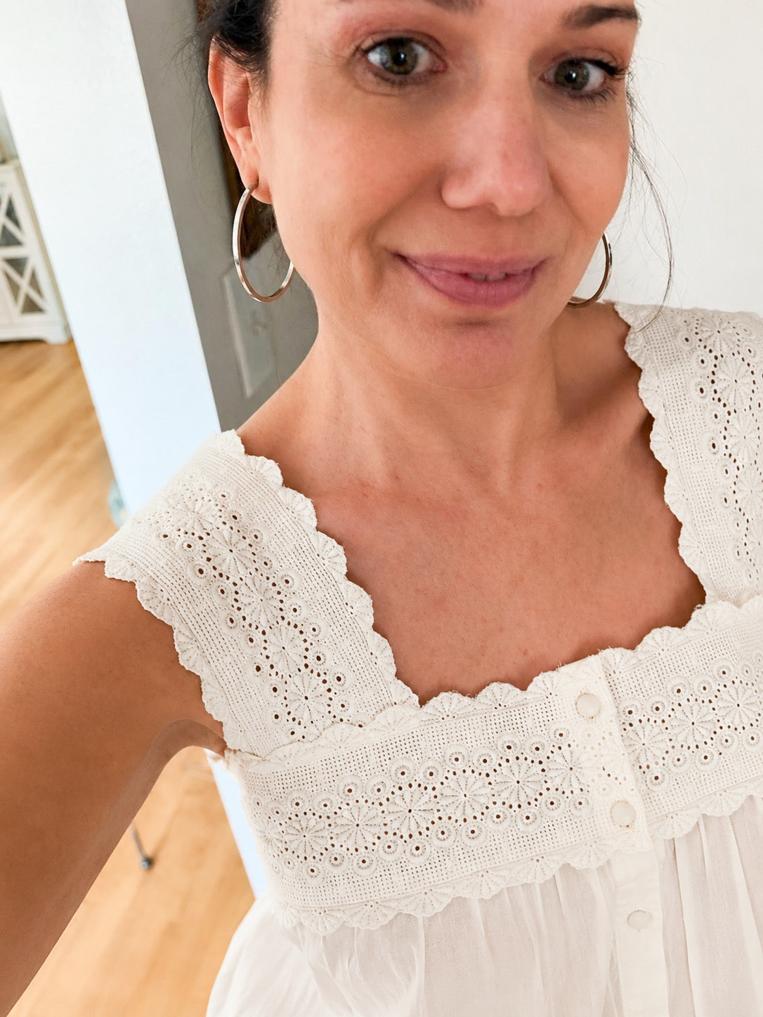 Catalina Embroidered Cotton Top – White