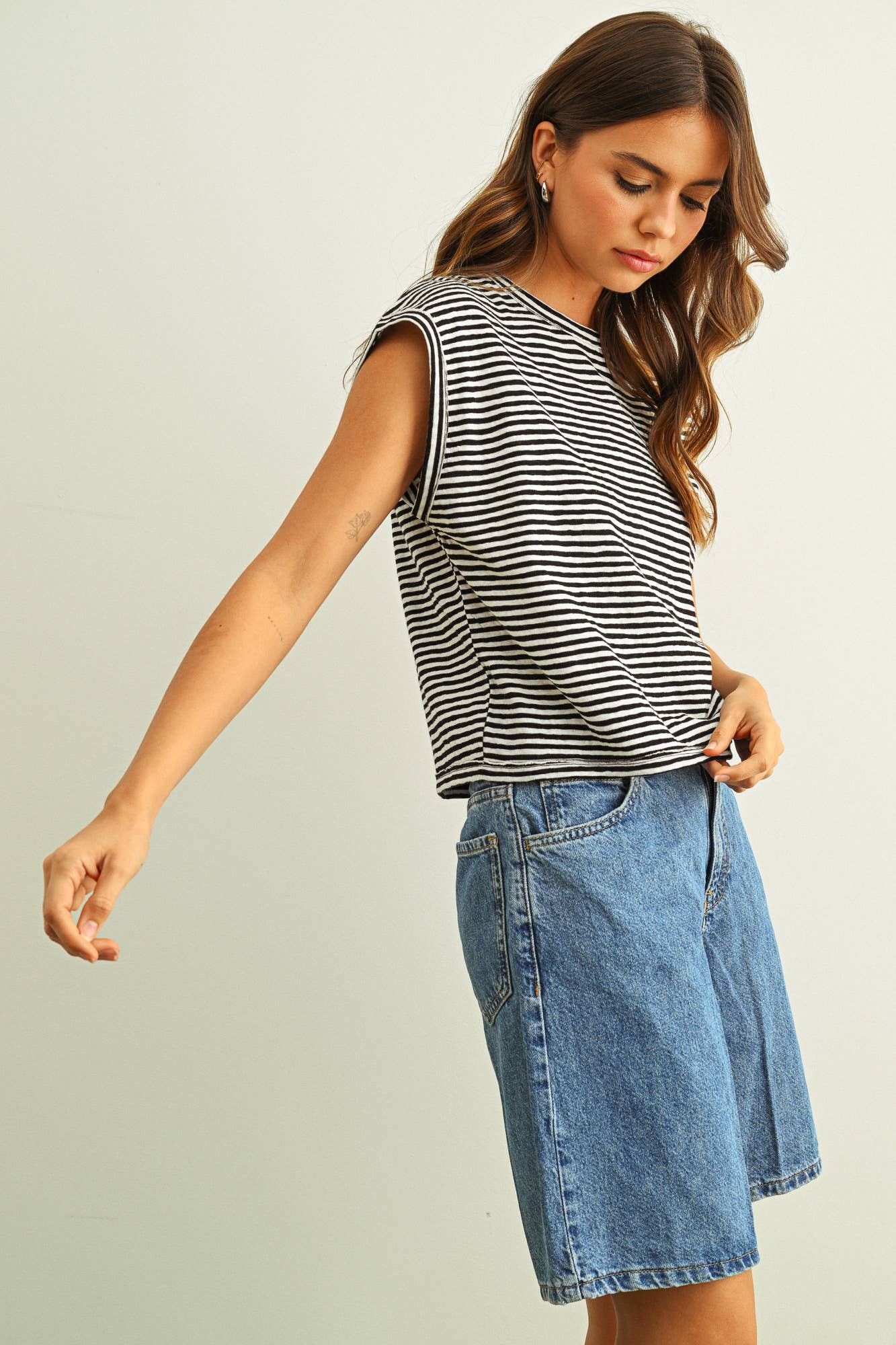 STRIPE SLUB TOP (CHERRY/WHITE)
