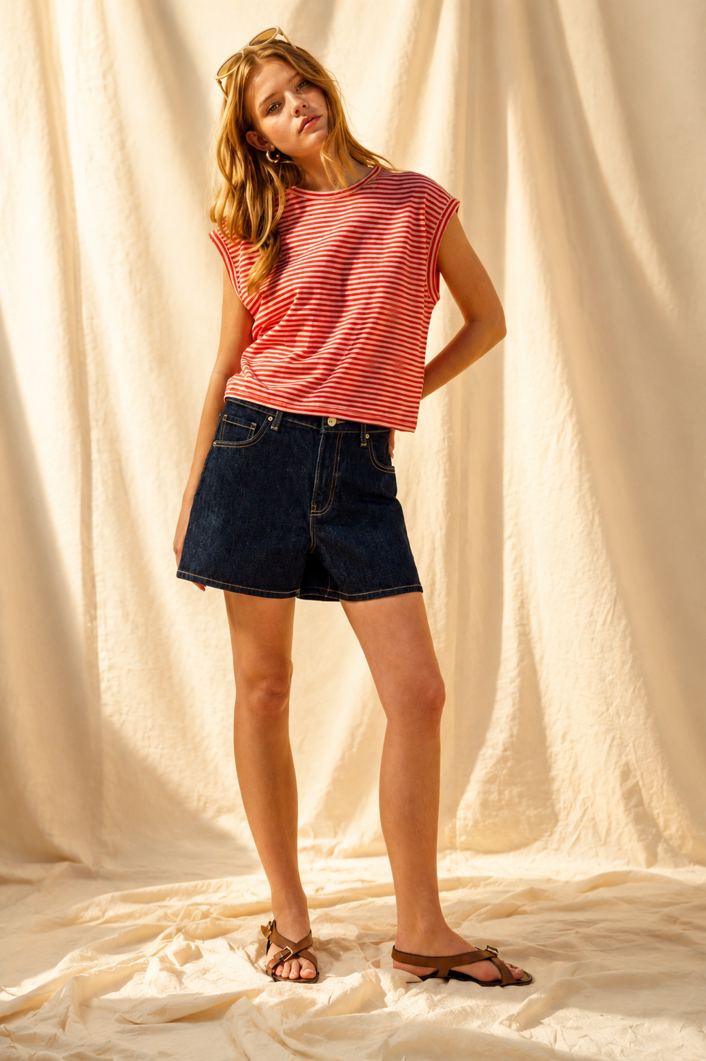 STRIPE SLUB TOP: BLACK/WHITE