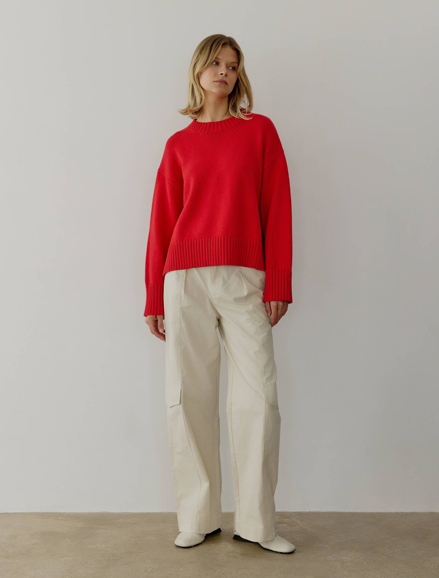 MOD REF - The Asher Sweater | Oversized Cropped Sweater: CHERRY RED / SMALL