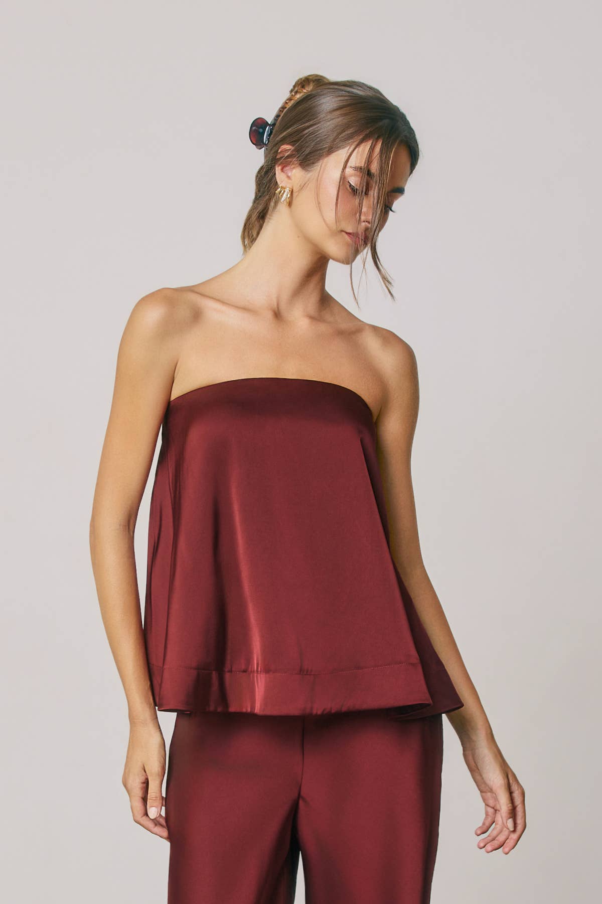 Dress Forum - Satin Strapless Bow Back Top: MIDNIGHT NAVY / S-M-L(2-2-2)
