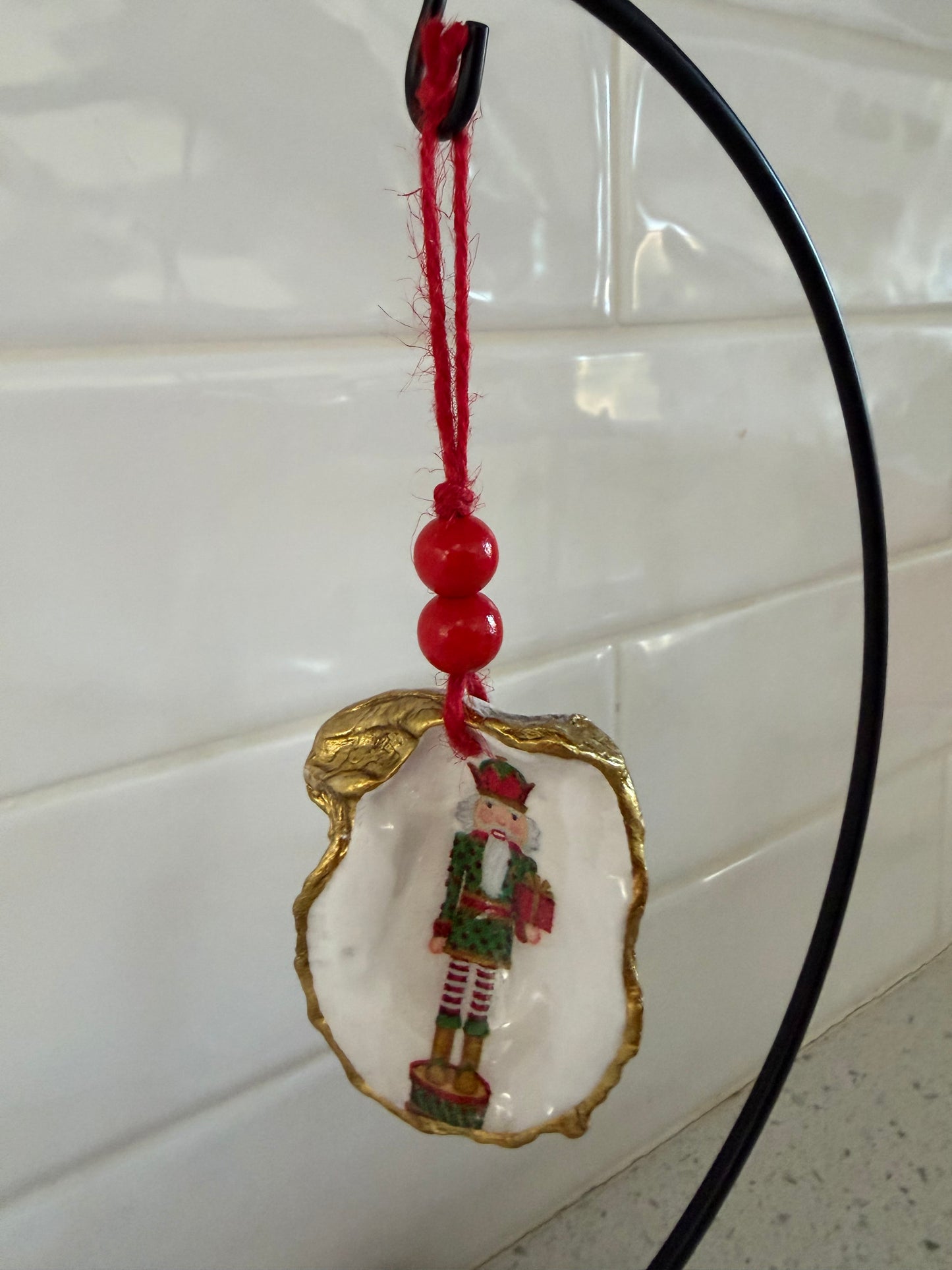 Hand-Painted Oyster Shell Christmas Ornaments