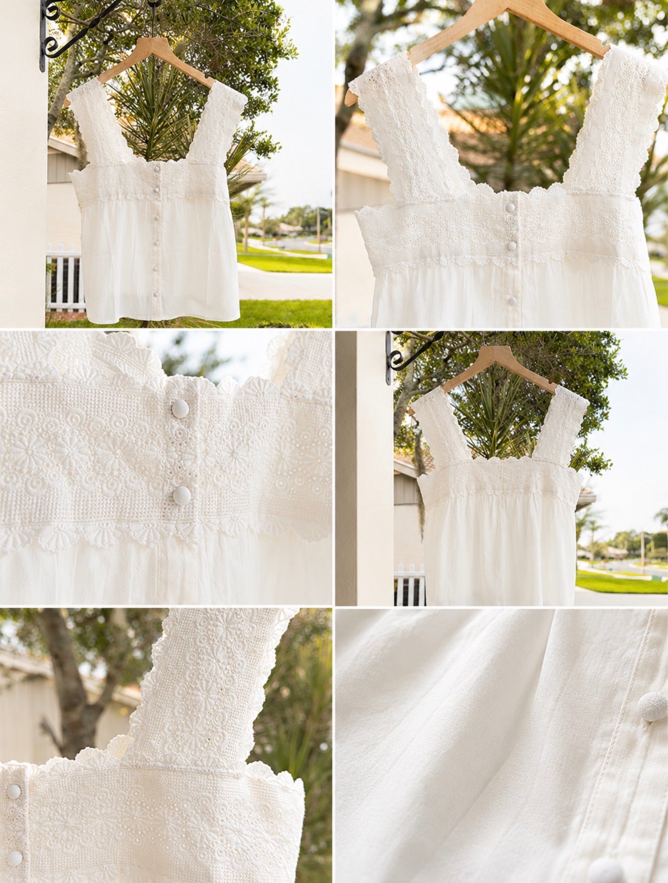 Catalina Embroidered Cotton Top – White