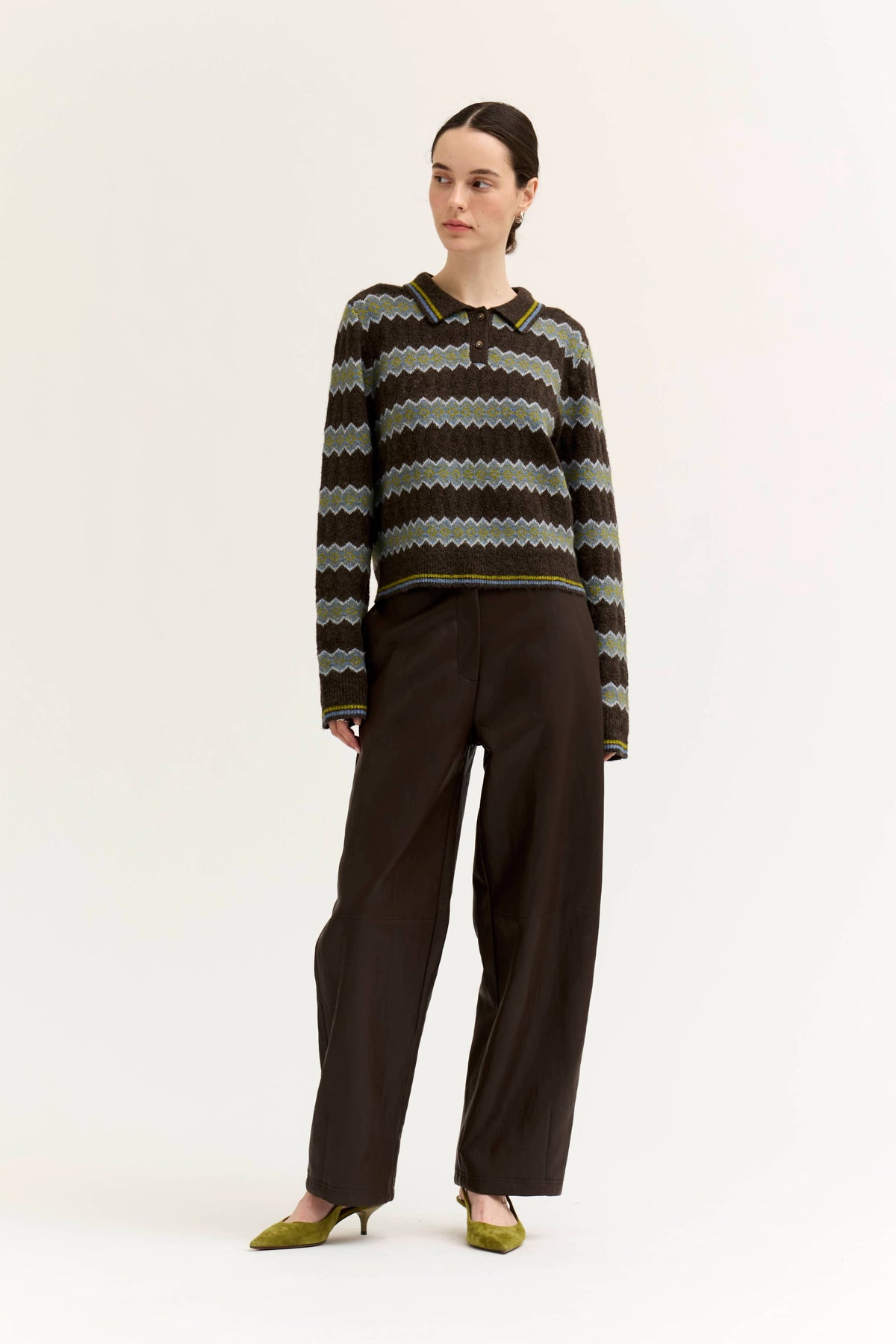 VEGAN LEATHER BARREL PANTS