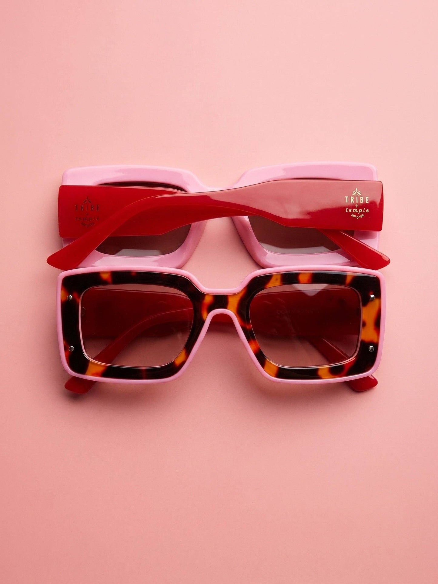 Tribe + Temple - Deco Sunglasses Pink + Red