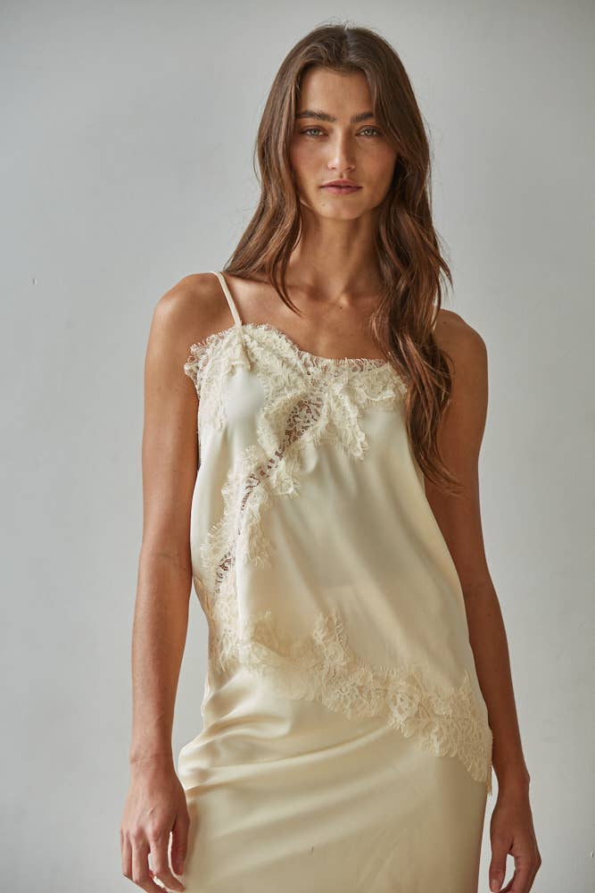 Satin Cami Top: Creamy Butter