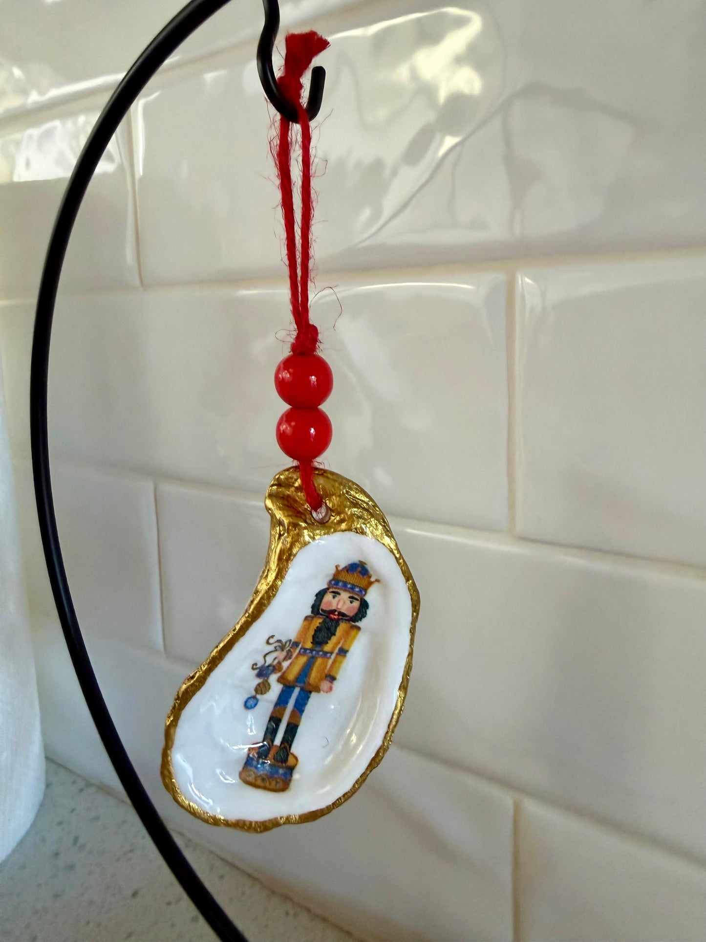 Hand-Painted Oyster Shell Christmas Ornaments