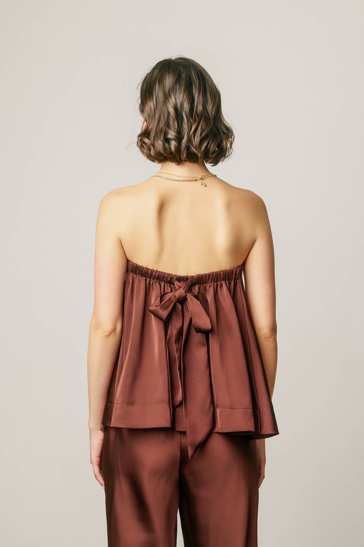 Dress Forum - Satin Strapless Bow Back Top: MIDNIGHT NAVY / S-M-L(2-2-2)