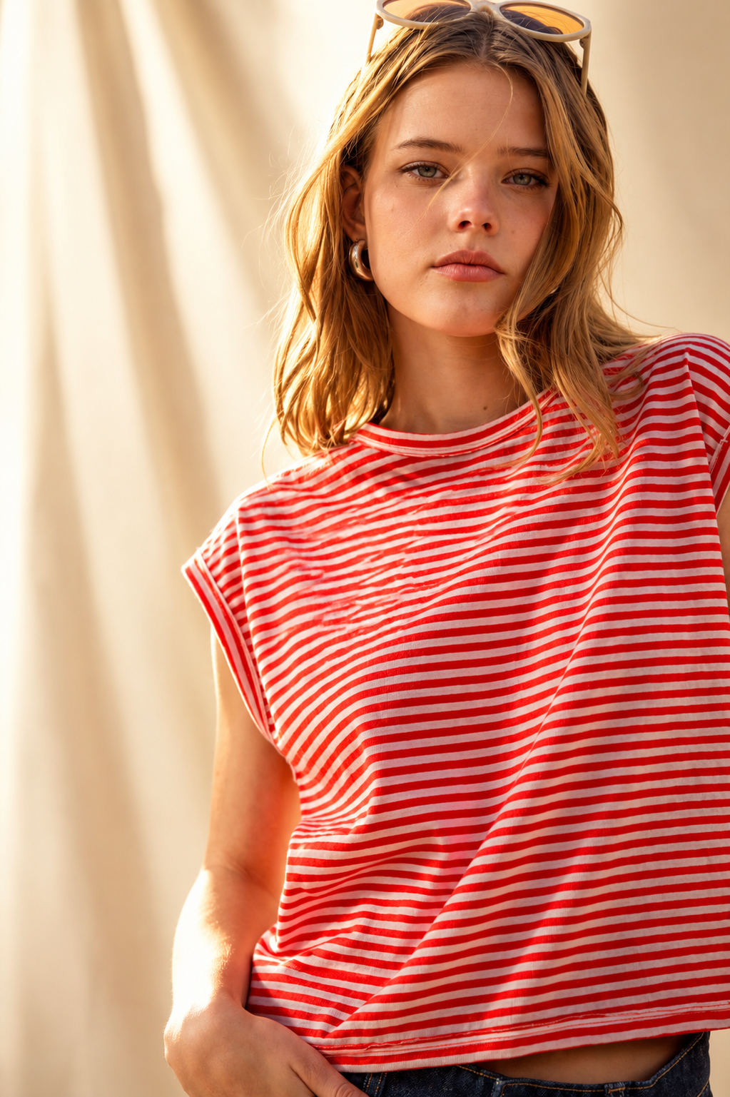 STRIPE SLUB TOP: BLACK/WHITE