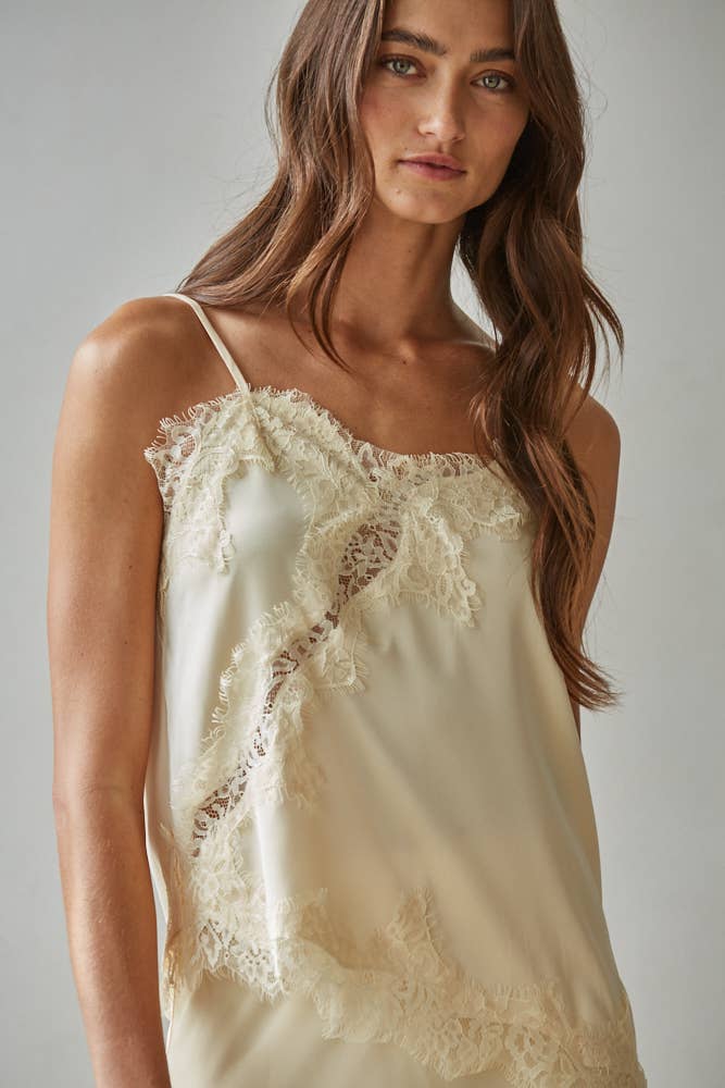 Satin Cami Top: Creamy Butter