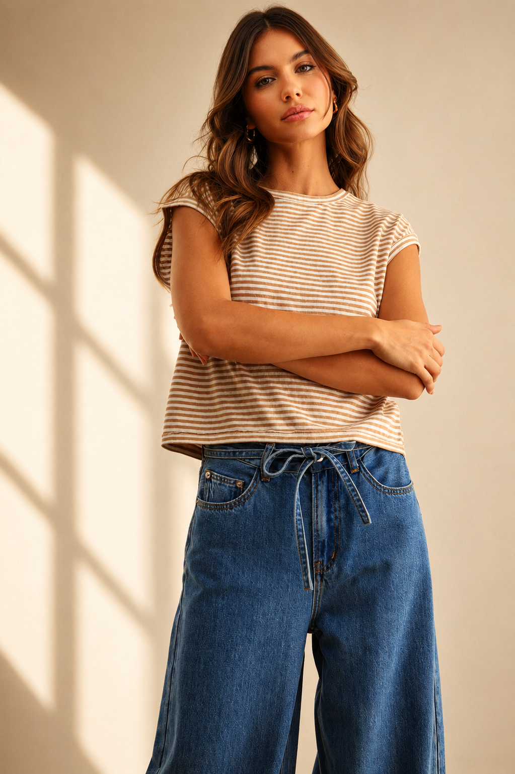 STRIPE SLUB TOP: BLACK/WHITE