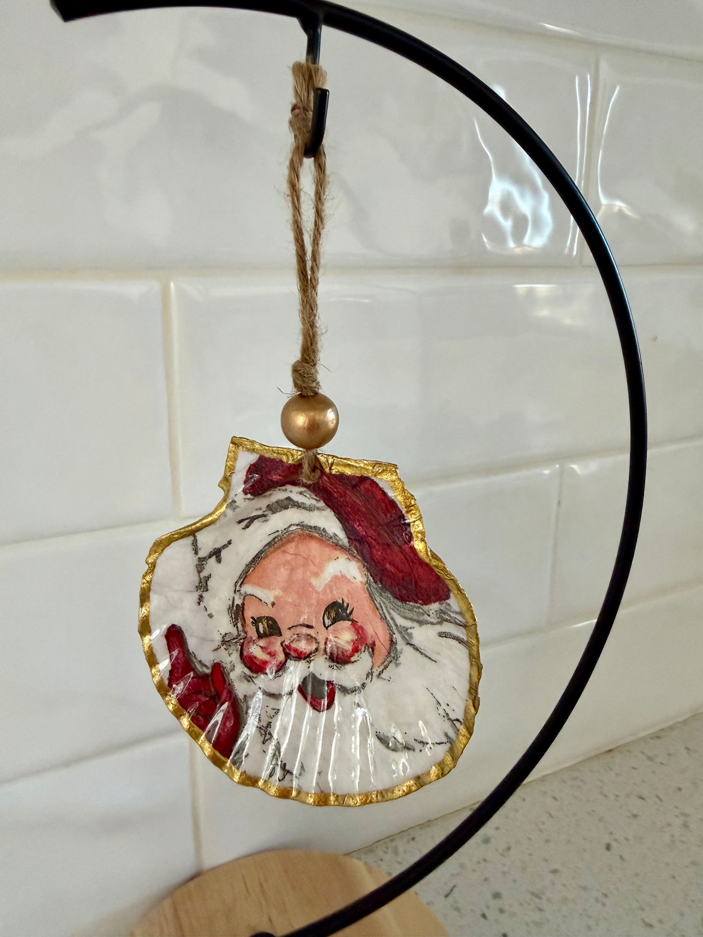 Hand-Painted Oyster Shell Christmas Ornaments