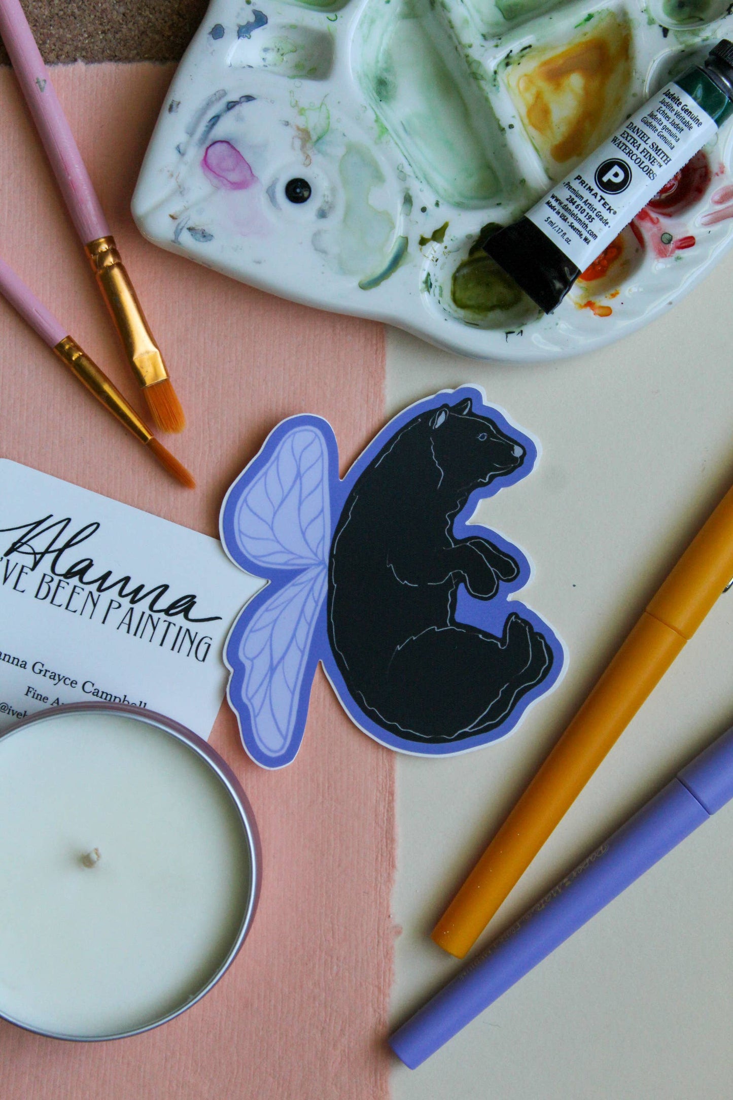 Black Bear Fairy Vinyl Sticker
