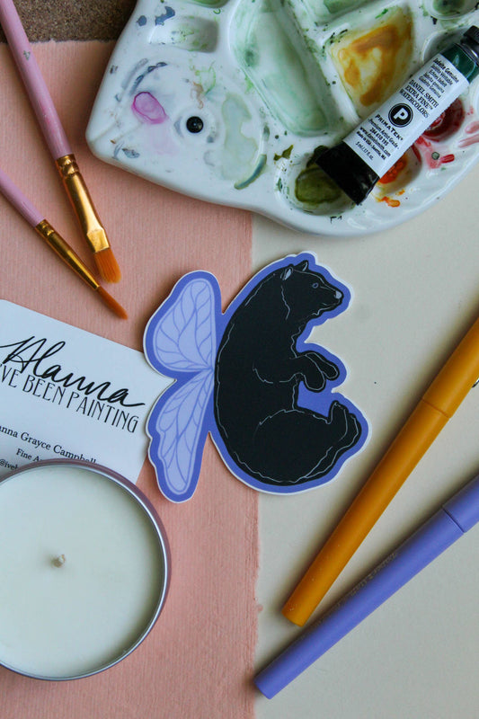 Black Bear Fairy Vinyl Sticker
