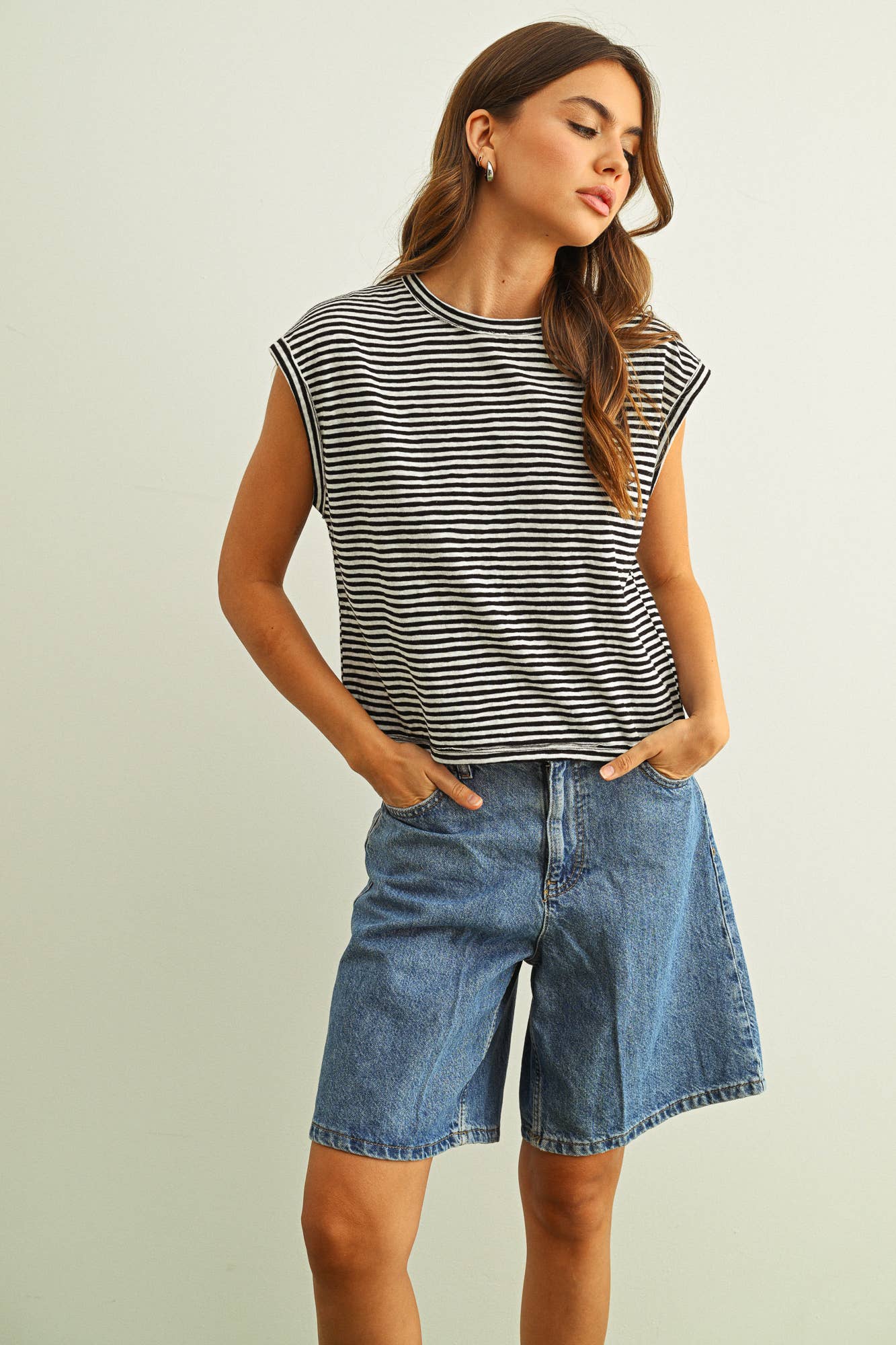STRIPE SLUB TOP (CHERRY/WHITE)