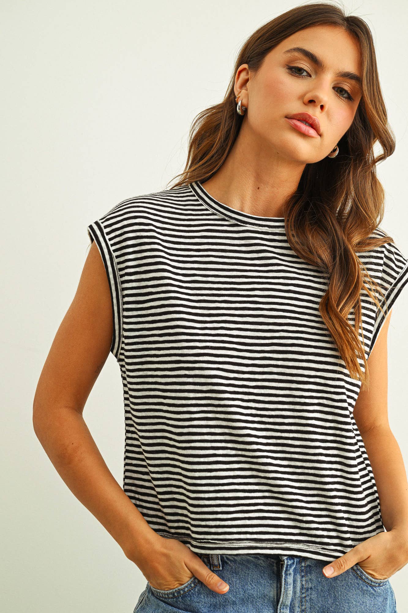 STRIPE SLUB TOP (CHERRY/WHITE)