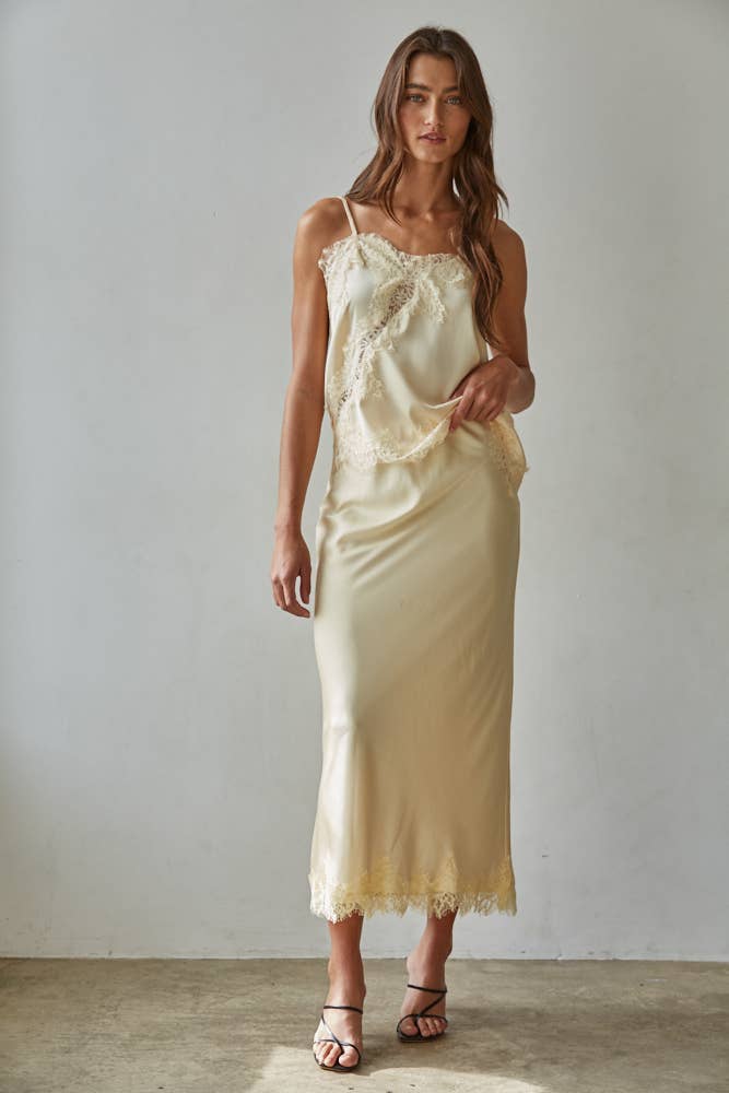 Satin Cami Top: Creamy Butter