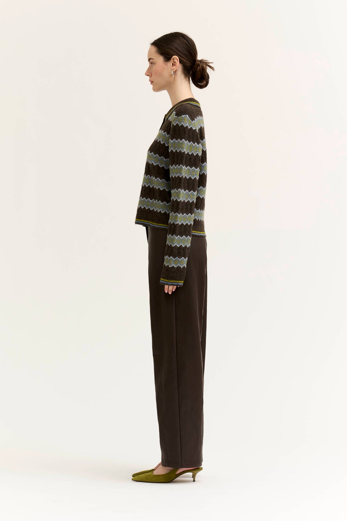 VEGAN LEATHER BARREL PANTS