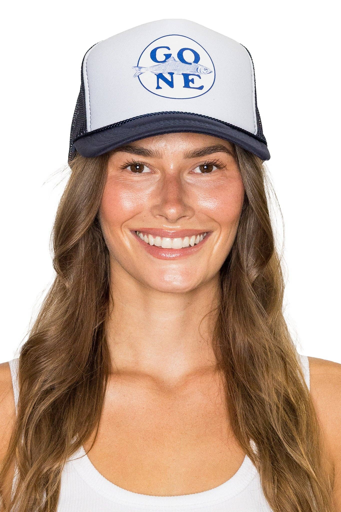 Gone Fishin Trucker Hat Navy