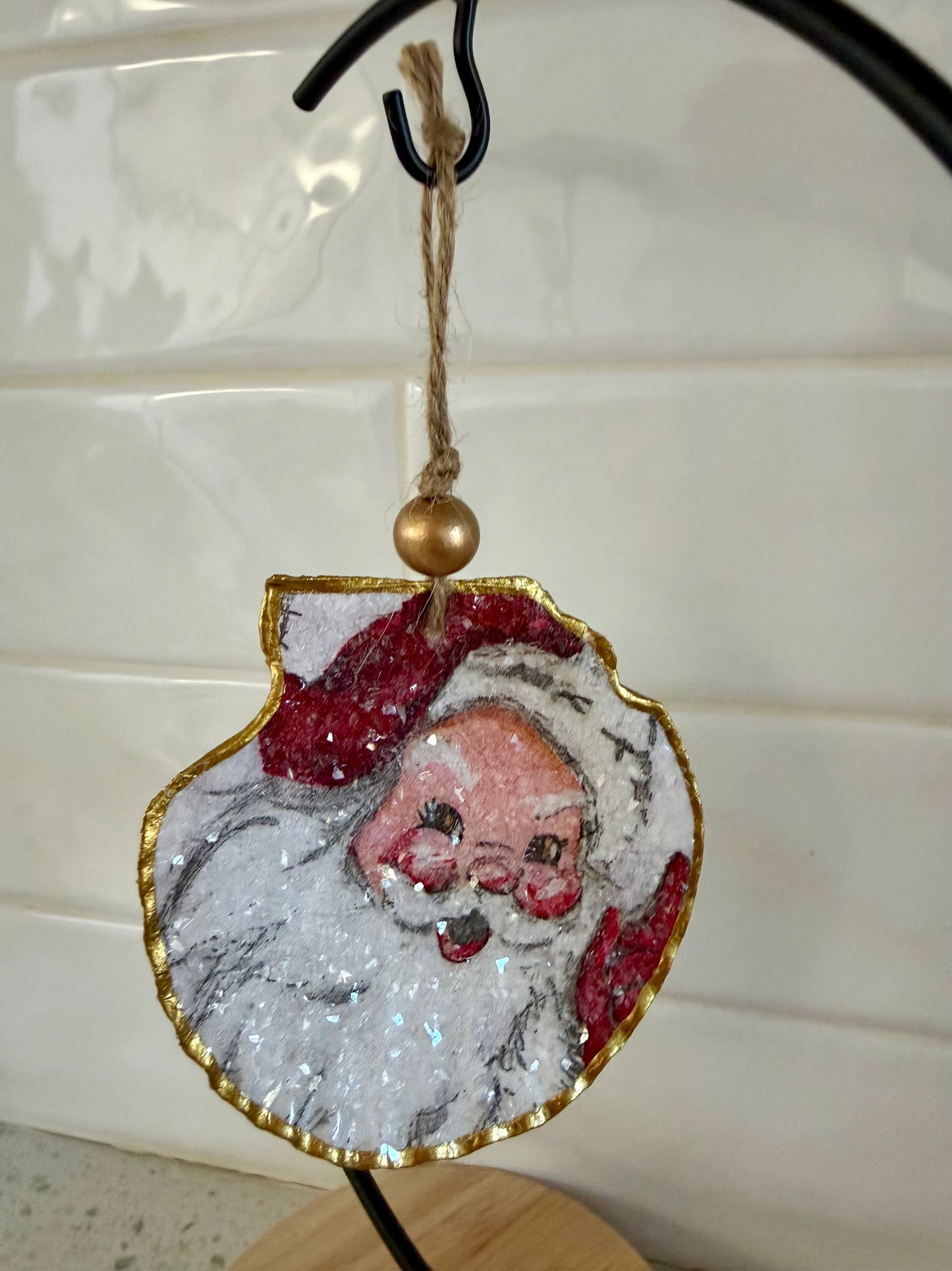 Hand-Painted Oyster Shell Christmas Ornaments