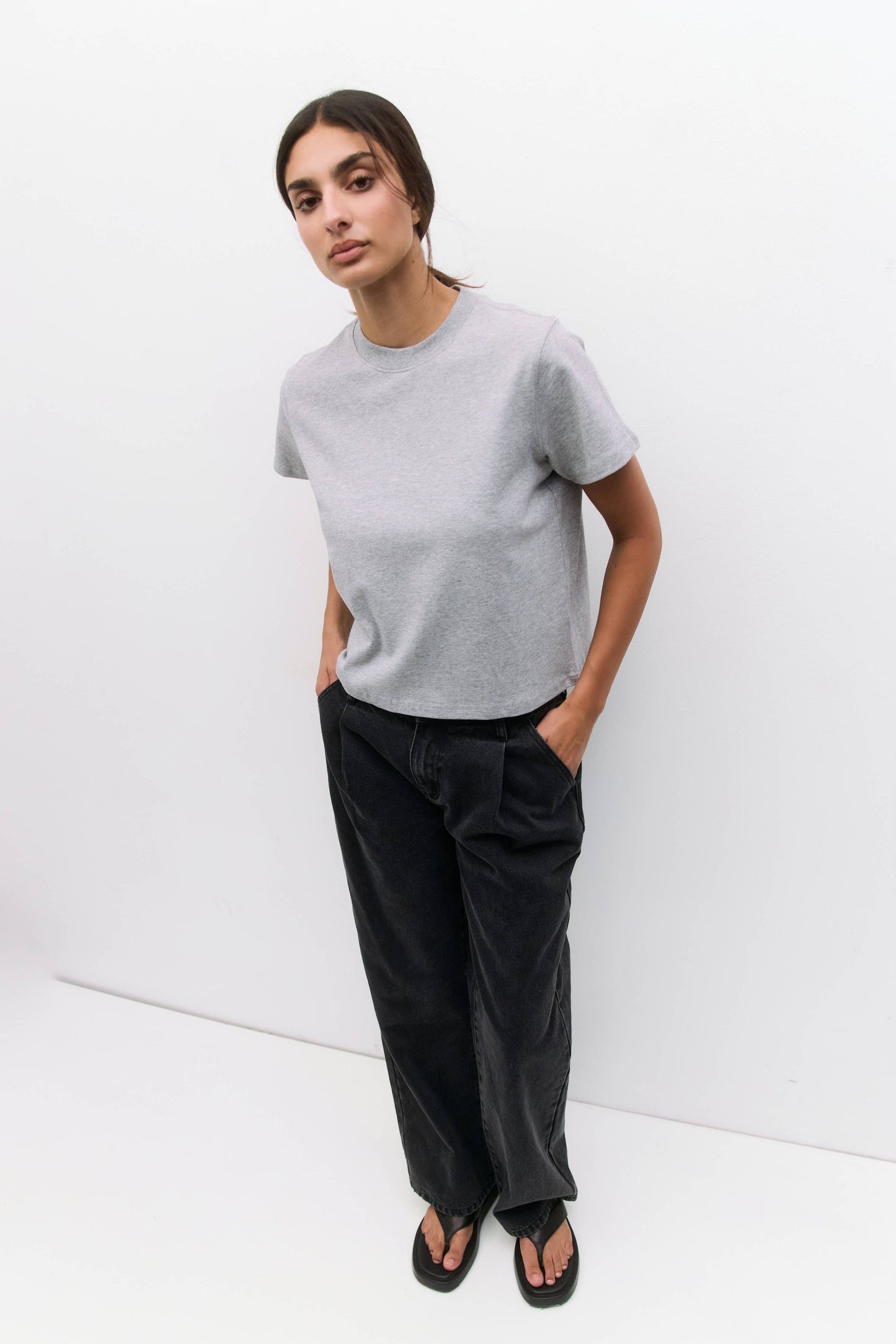 MOD REF - The Lanie Top | Women's Heavyweight Cotton T-Shirt: WHITE / MEDIUM