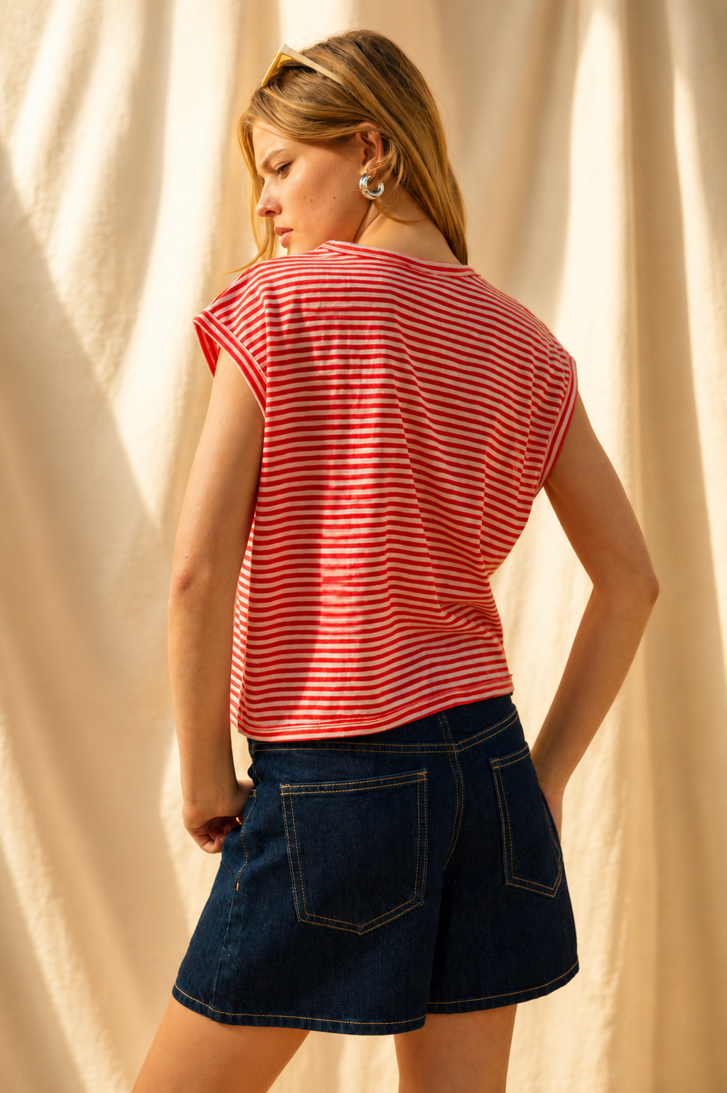 STRIPE SLUB TOP: BLACK/WHITE