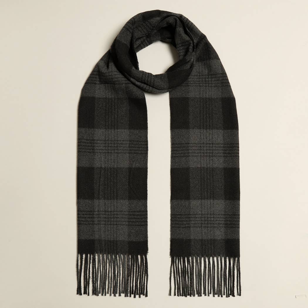 Plaid Herringbone Scarf (grey/black)