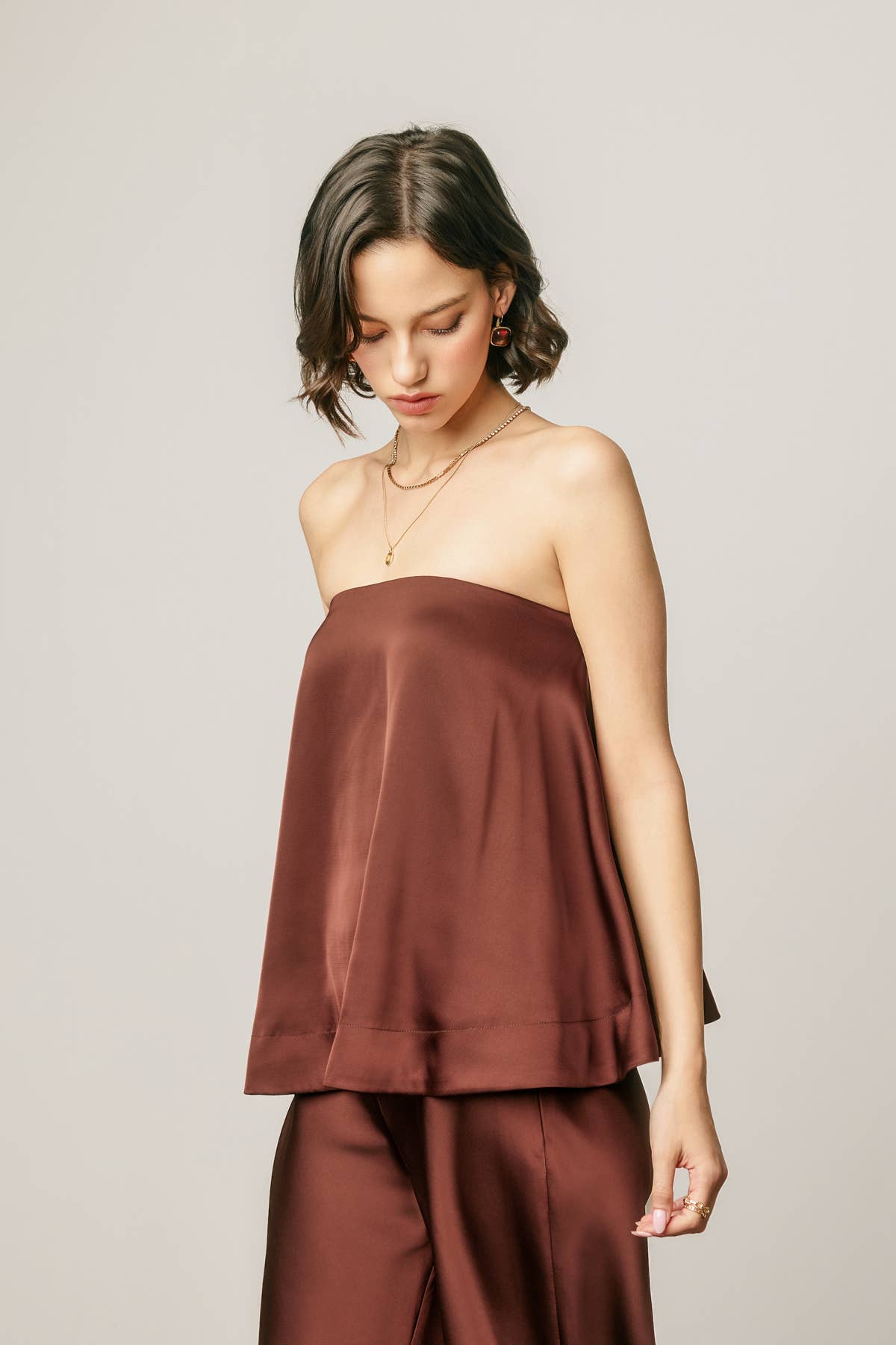 Dress Forum - Satin Strapless Bow Back Top: MIDNIGHT NAVY / S-M-L(2-2-2)