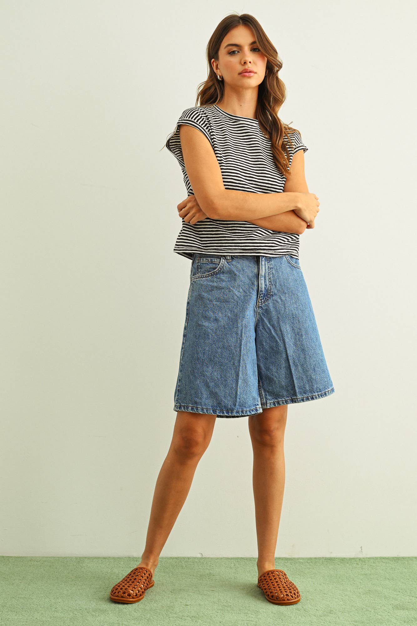 STRIPE SLUB TOP (CHERRY/WHITE)