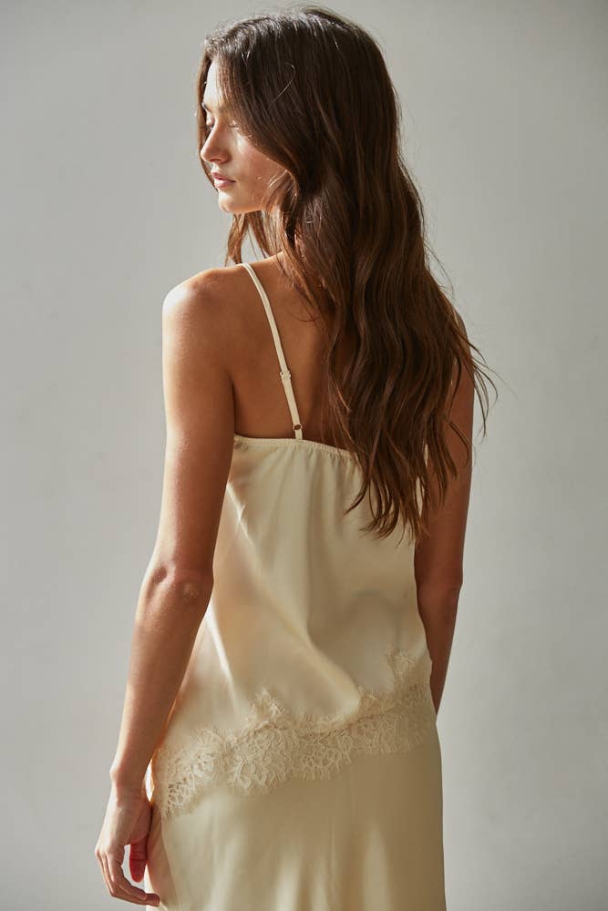 Satin Cami Top: Creamy Butter
