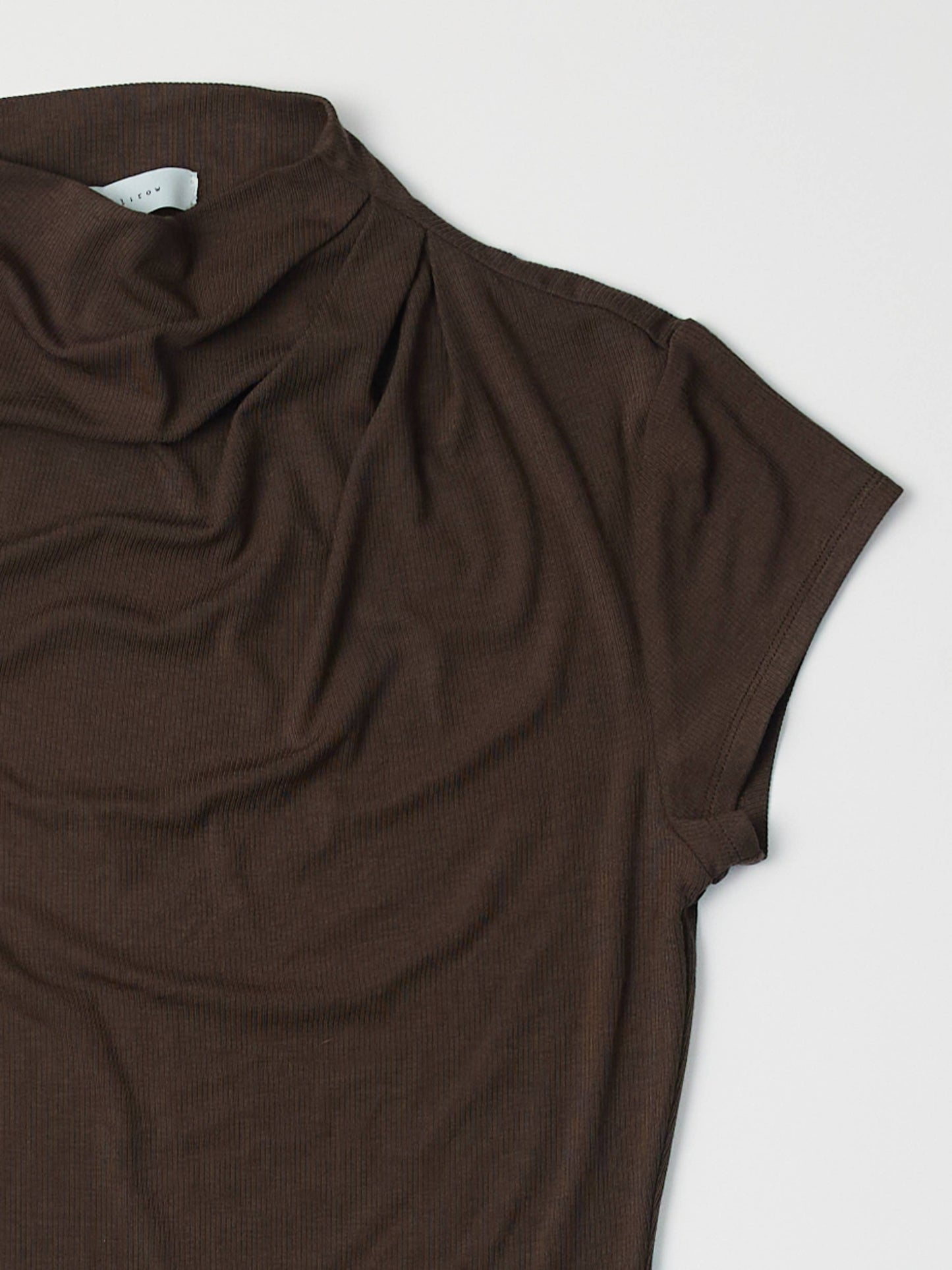 MOD REF - The Marissa Top | Cap Sleeve Mock Cowl Neck Top: CHARCOAL / MEDIUM