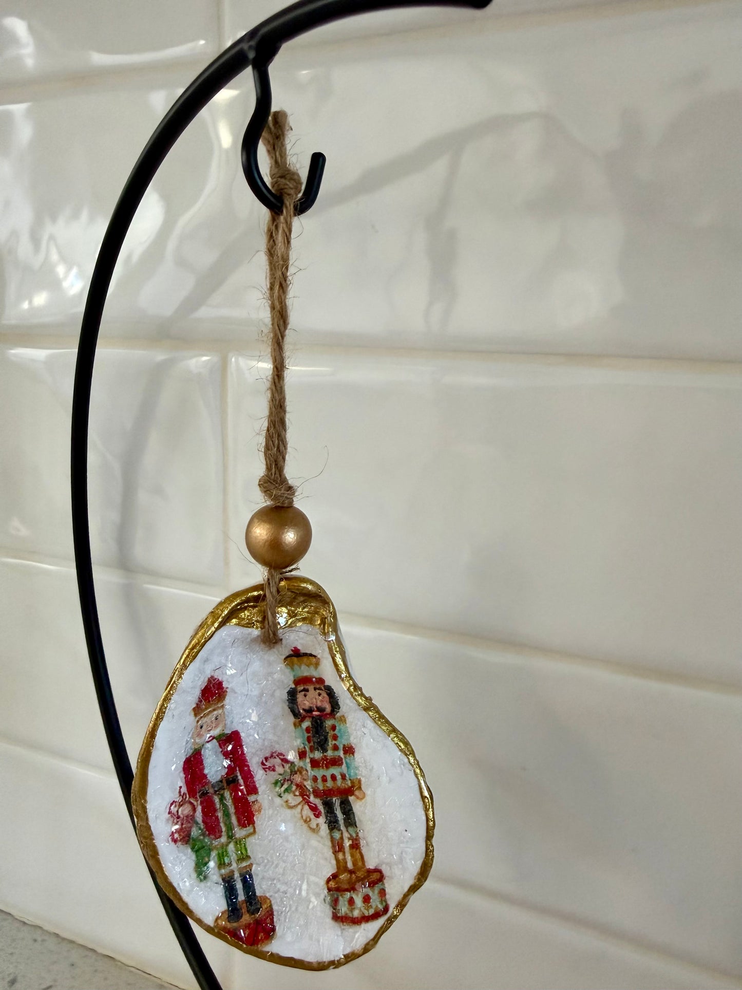 Hand-Painted Oyster Shell Christmas Ornaments