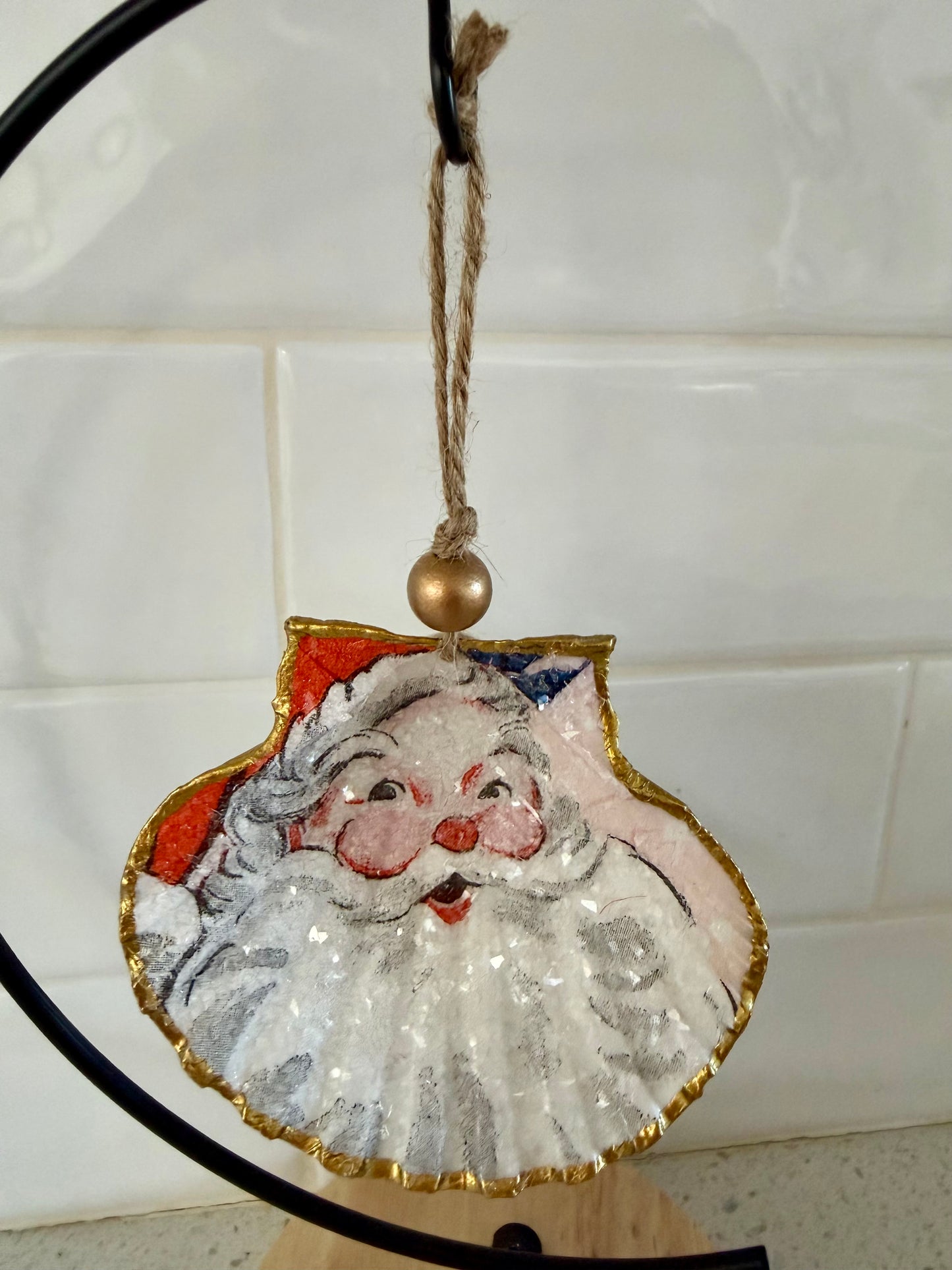 Hand-Painted Oyster Shell Christmas Ornaments